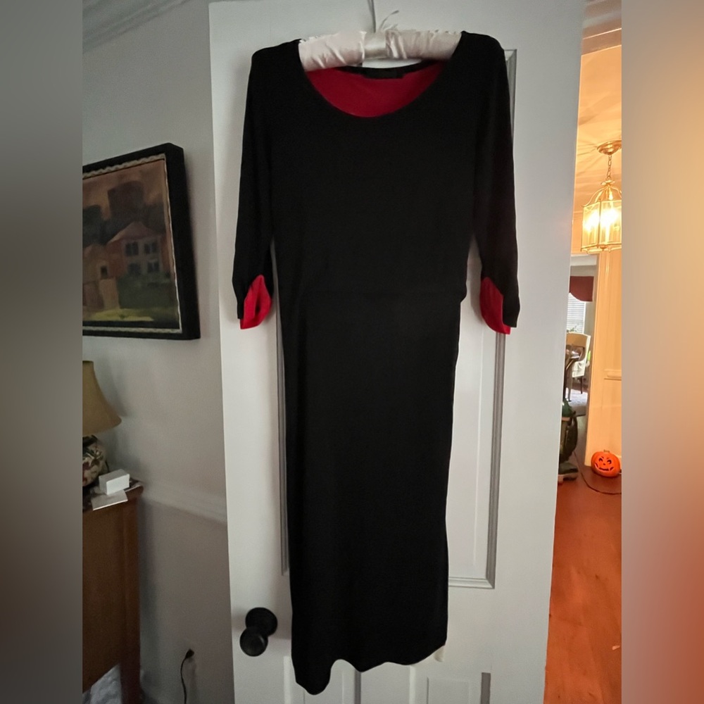 Donna Karan Black Dress with Red Accents